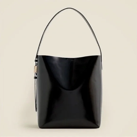 NWT J. CREW Edie bucket bag in black Italian leather - Picture 3 of 11